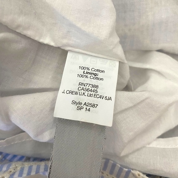 J. Crew Seersucker Sleeveless Eyelet Shift Dress with Ribbon Tie Back size 0 - Picture 11 of 11